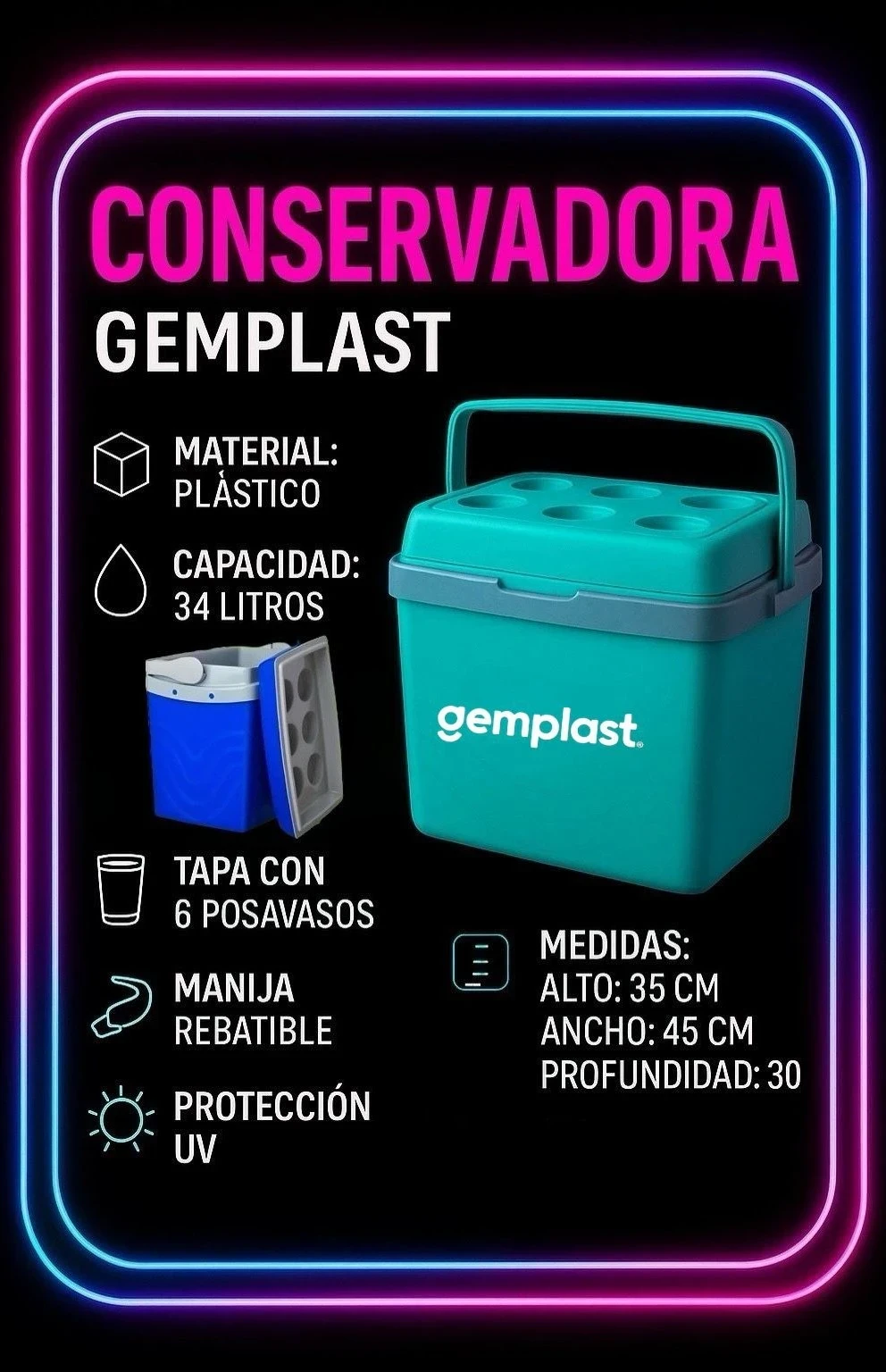 CONSERVADORA GEMPLAST*   _34 LITROS_