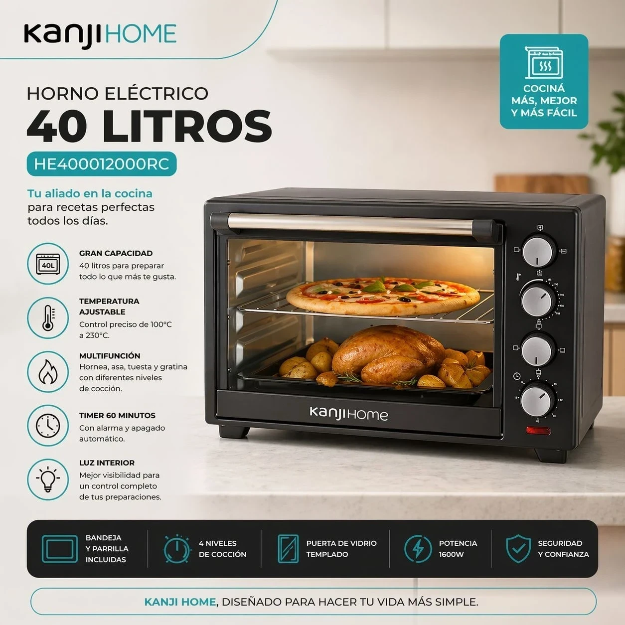 HORNO ELÉCTRICO KANJI 40 LTS