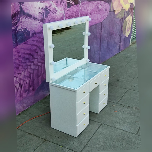 Tocador Hollywood Vanity G2 Repisa de Cristal 7
