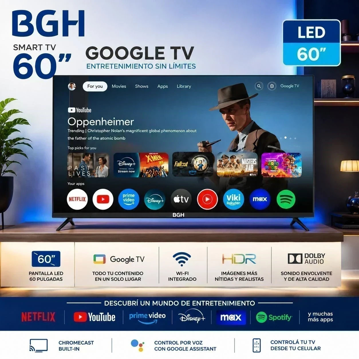 SMART TV BGH 60" ULTRA HD C/GOOGLE TV