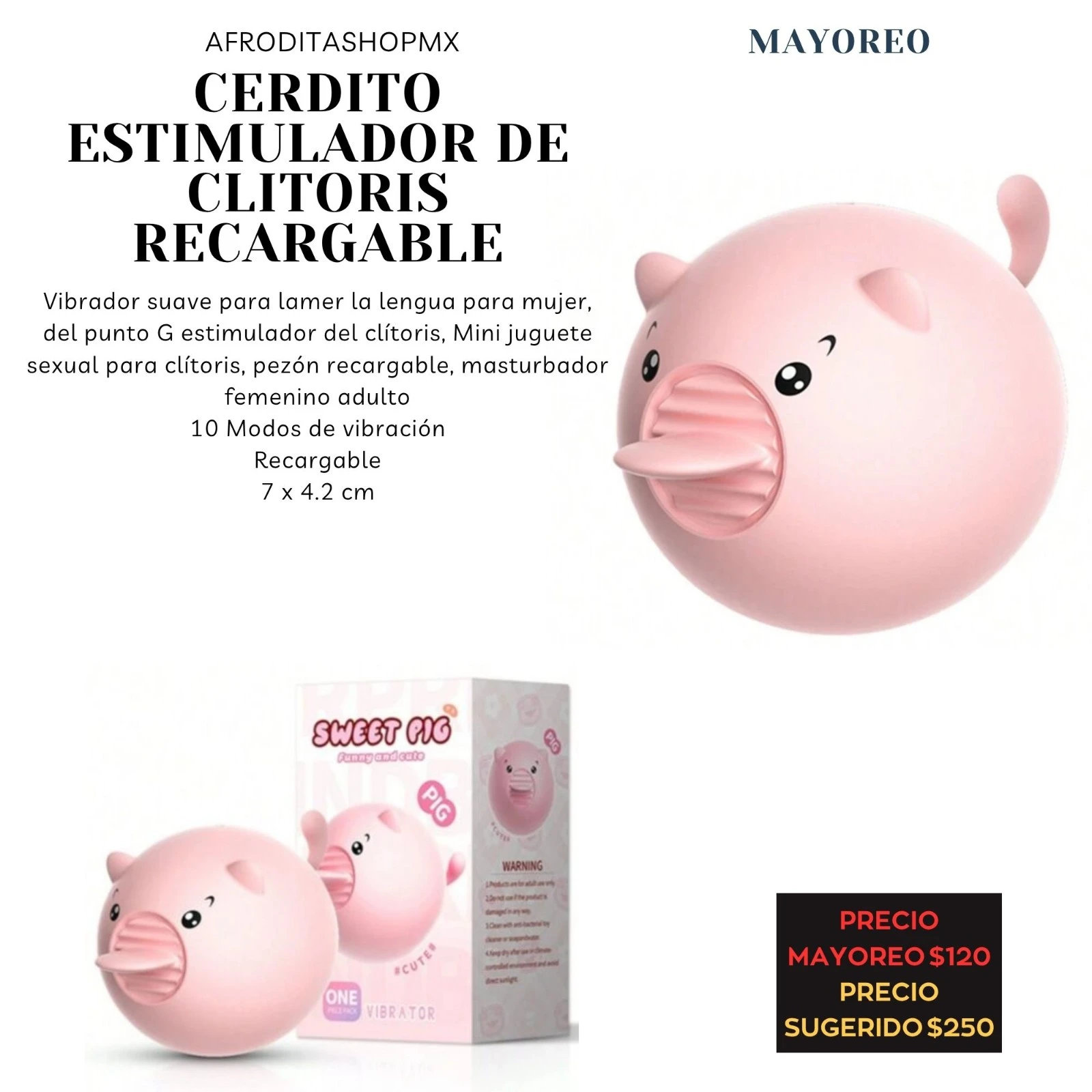 Cerdito estimulador de clitoris Recargable