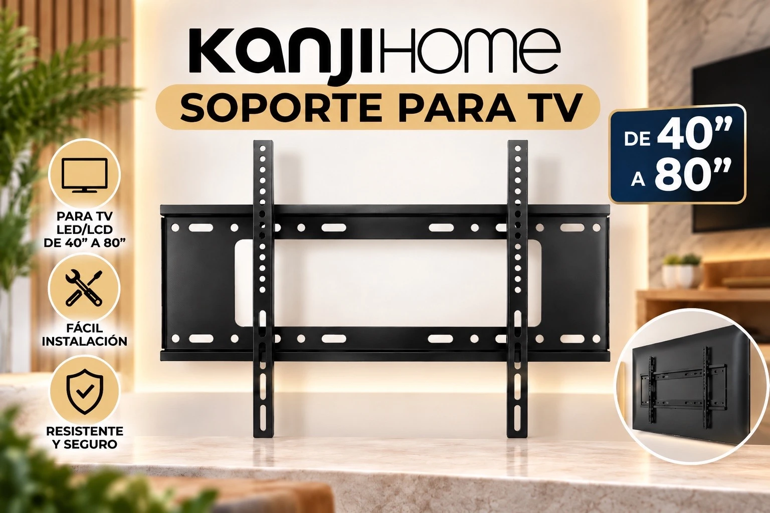 SOPORTE PARA TV KANJIHOME FIJO 40" a 80"