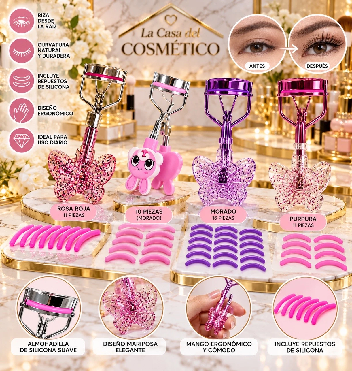 lumera rizador de pestañas mariposa encanto glam