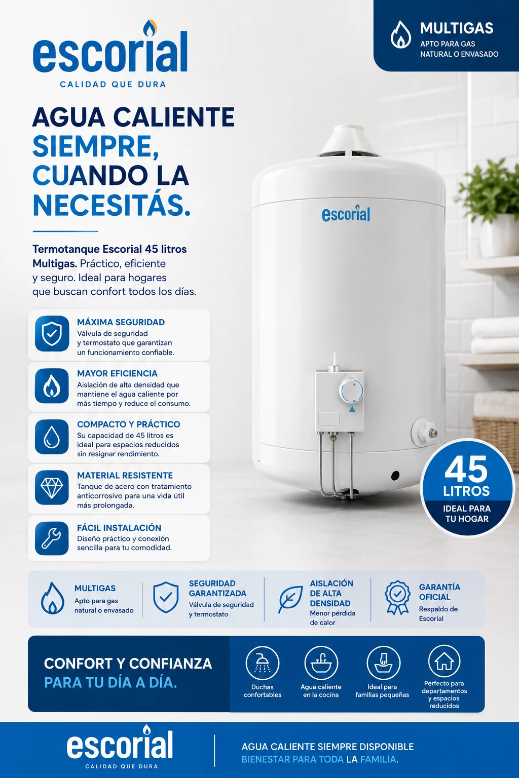 Termotanque Escorial 45Ltr