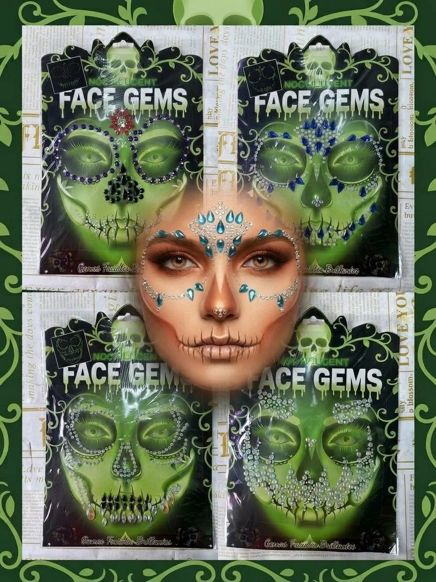💀✨ Gemas Faciales Adhesivas - Estilo Catrina y Calavera ✨💀