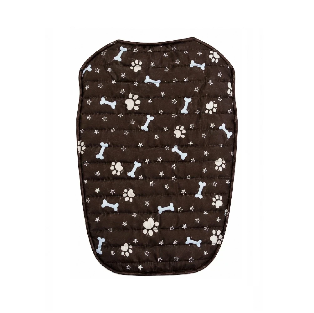 Chaleco impermeable con forro peluche huellitas marrón 