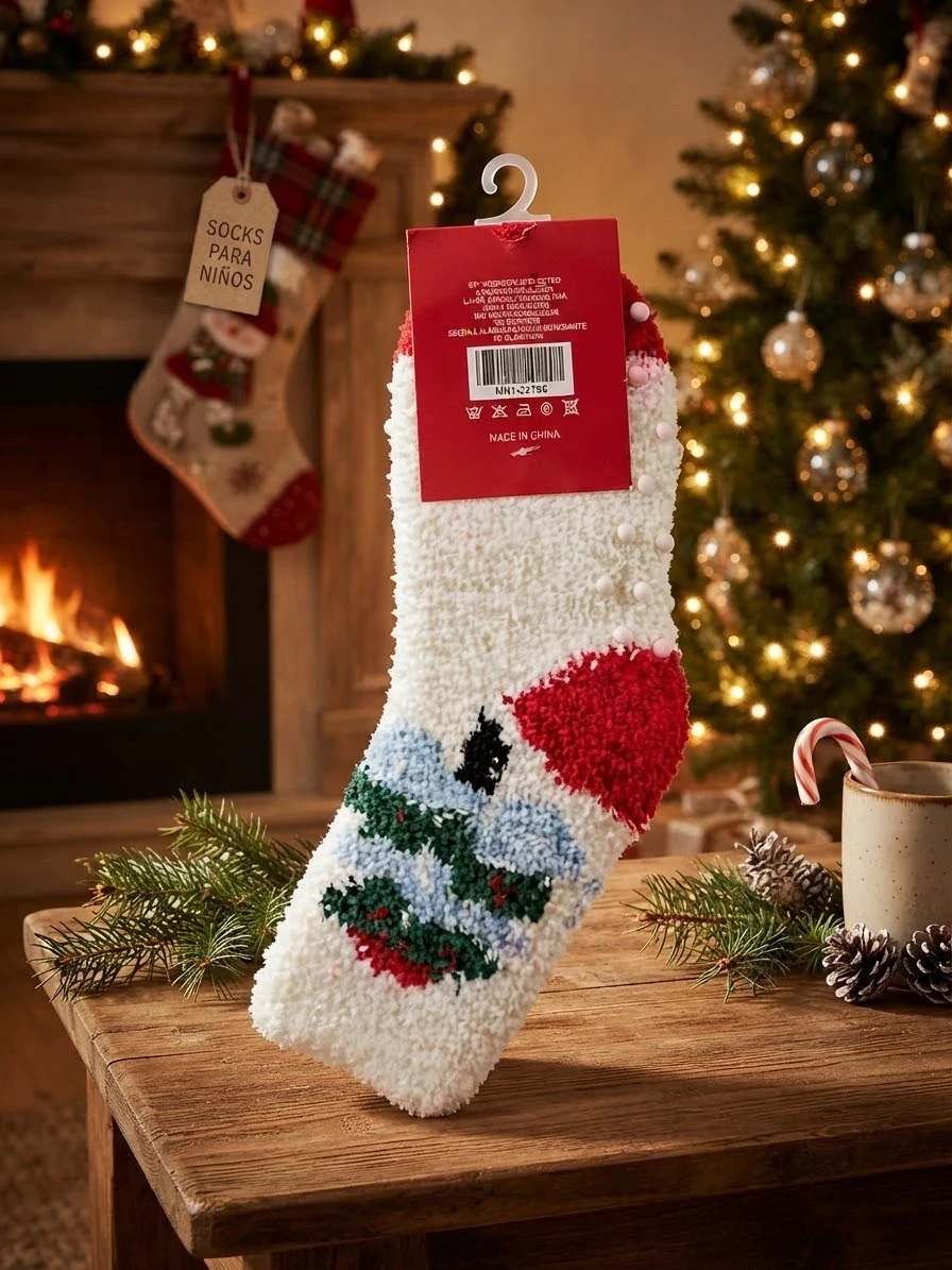 Docena de calcetas afelpadas  infantiles navideños  3
