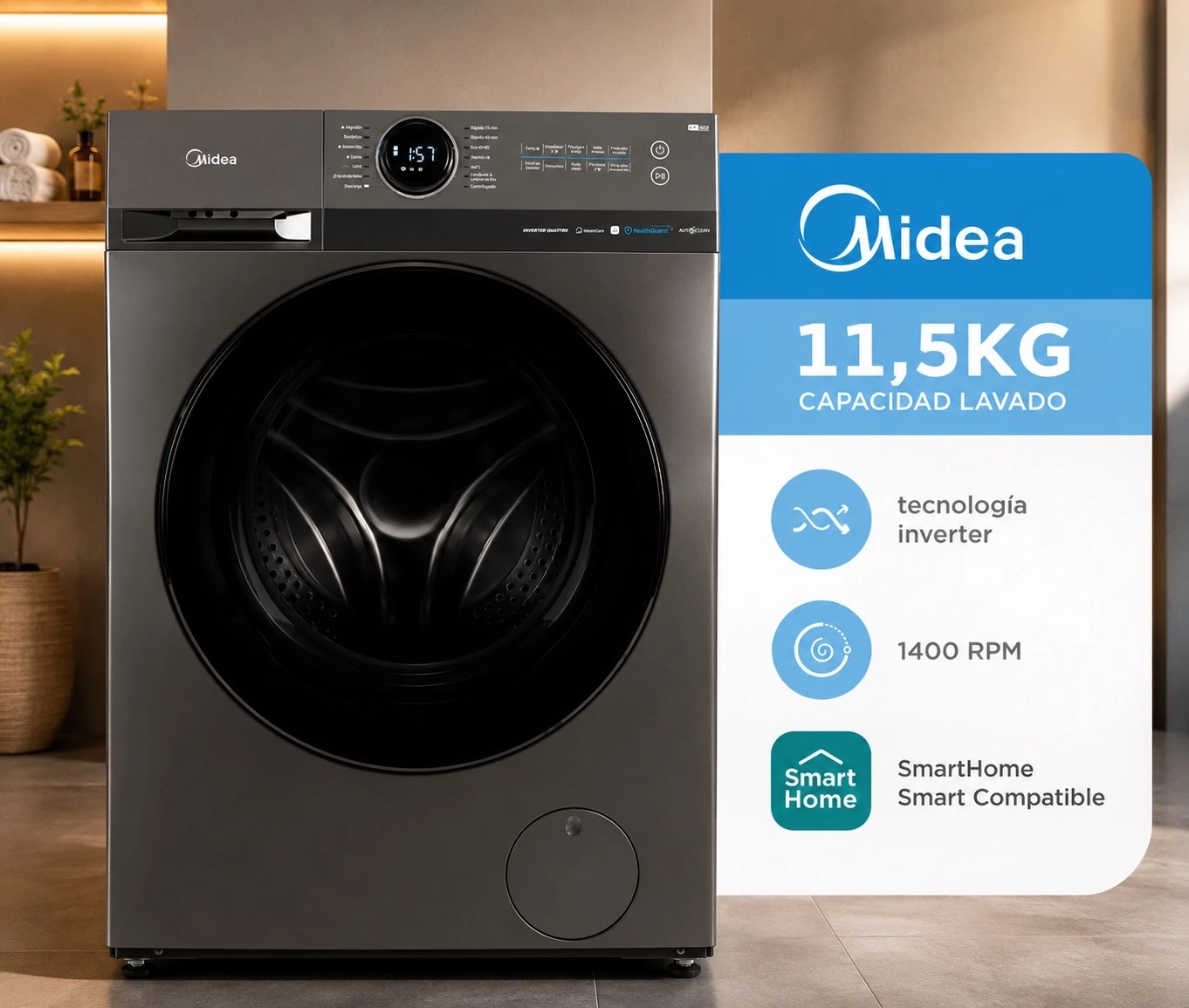 LAVARROPAS MIDEA 11.5KG SILVER INVERTER