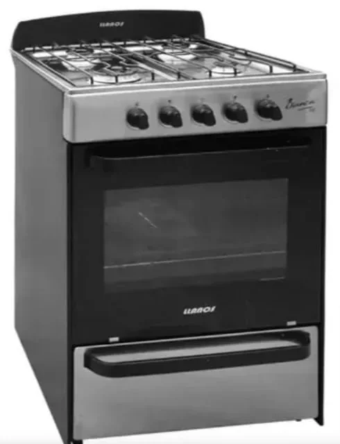 Cocina Llanos Bianca Negro C/Inox. Gas Nat. 56Cm.