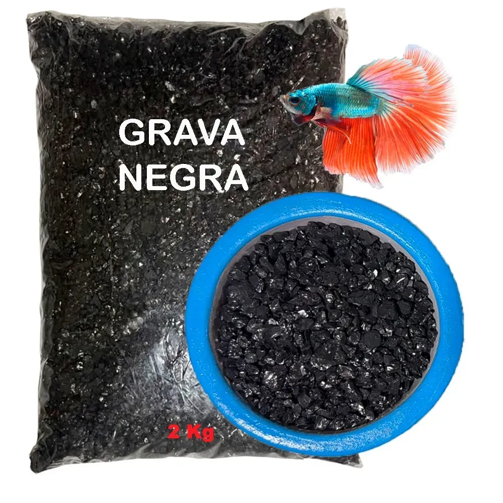 Grava Decorativa Negra Brillante 1/8 2 Kg Gdn-8