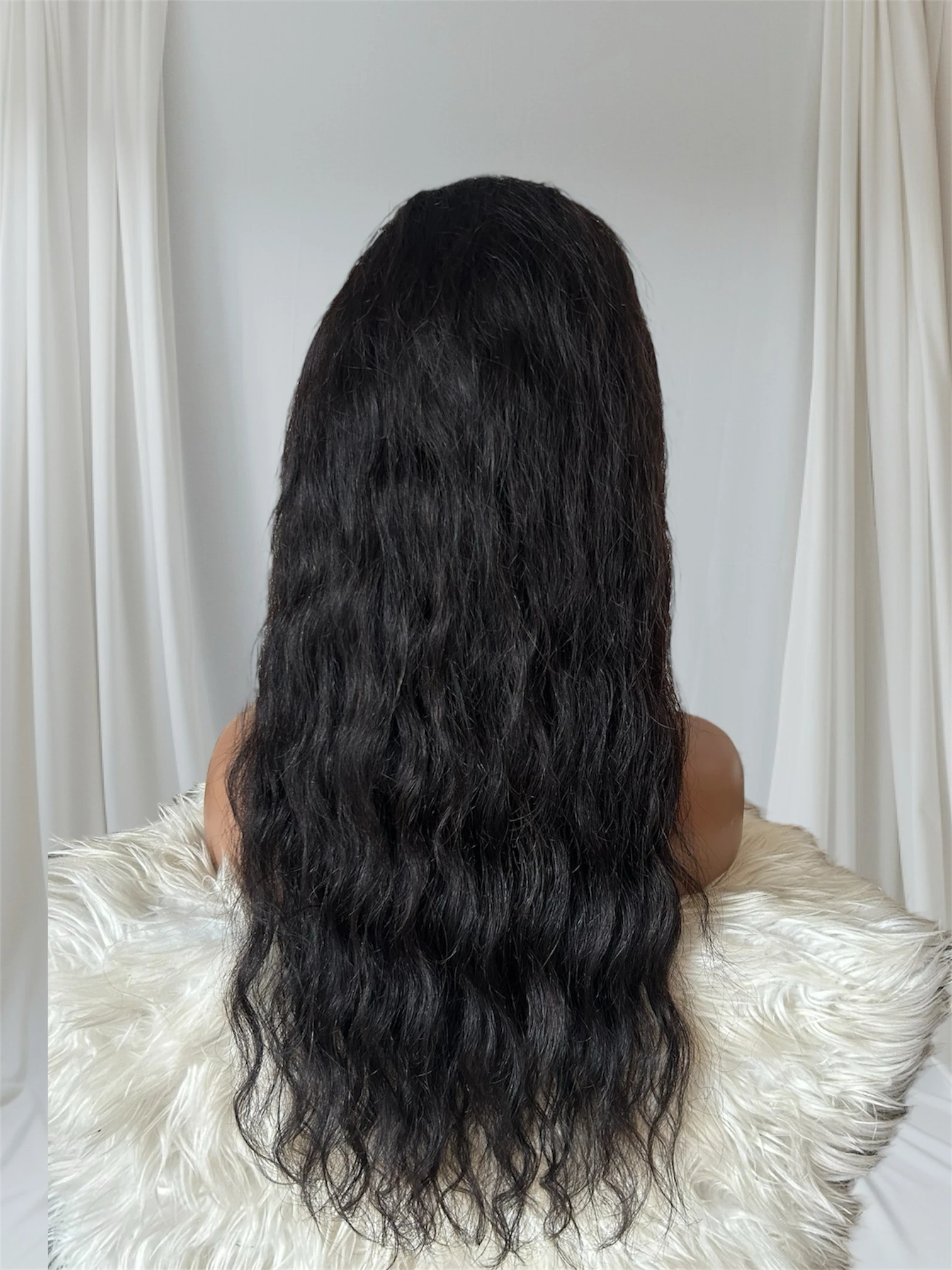 Peluca cabello humano, color natural de 26 pulgadas, frontal lace 13x4, 180% densidad  4