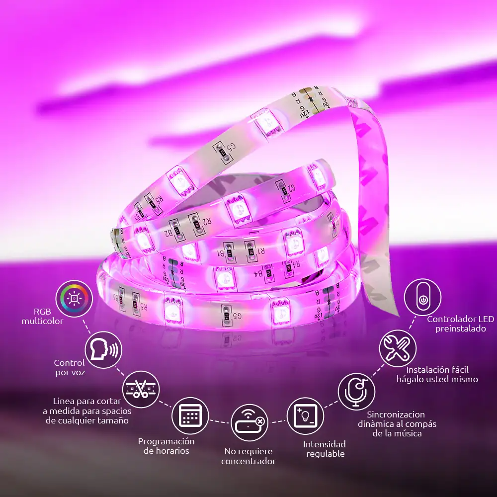 Kit de cinta de luces LED inteligente de 5m 3