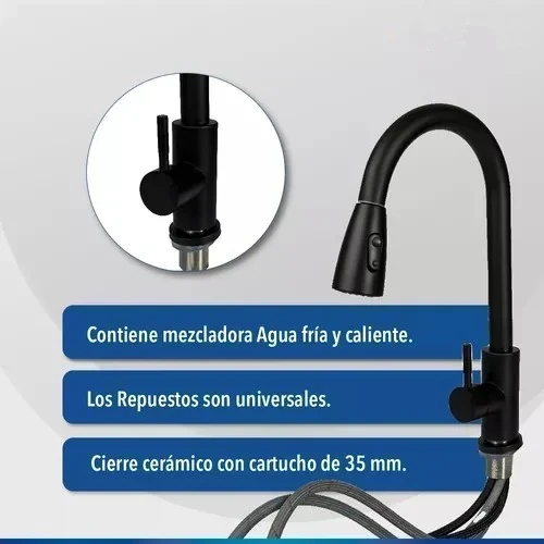 Canilla Grifería Duchador Monocomando Extensible Cocina m05 2