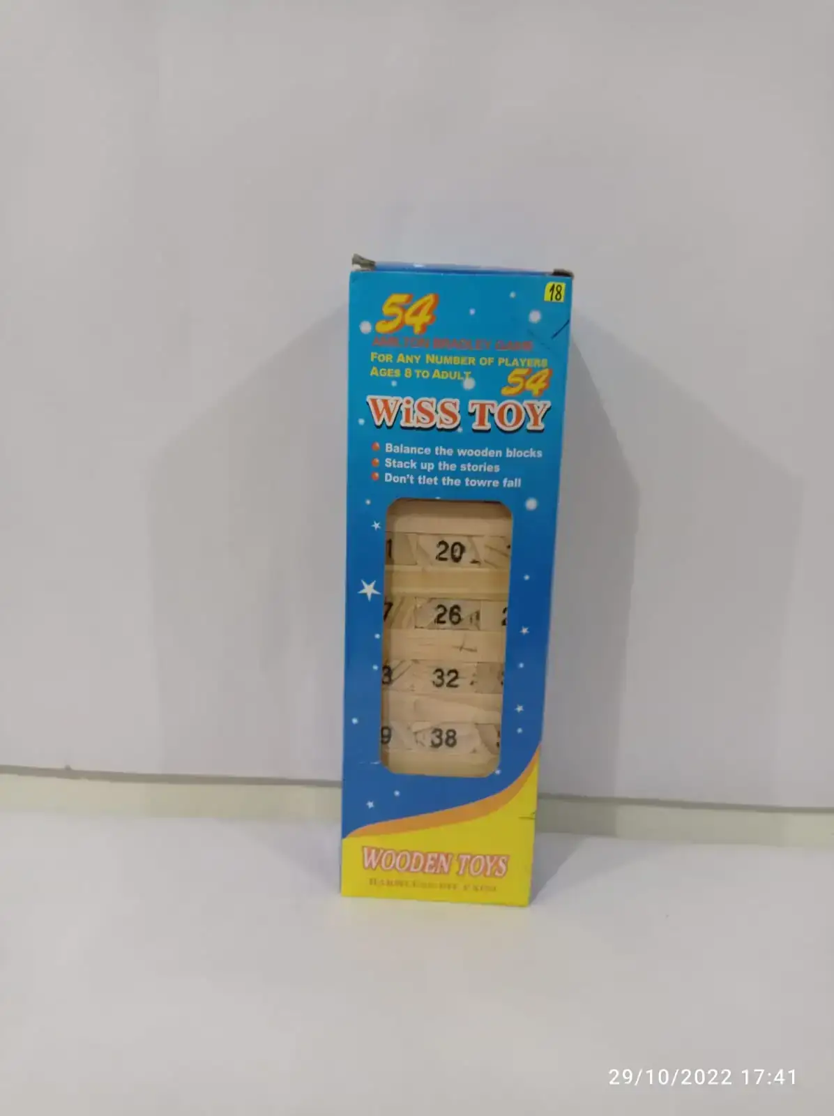 Jenga azul con números 