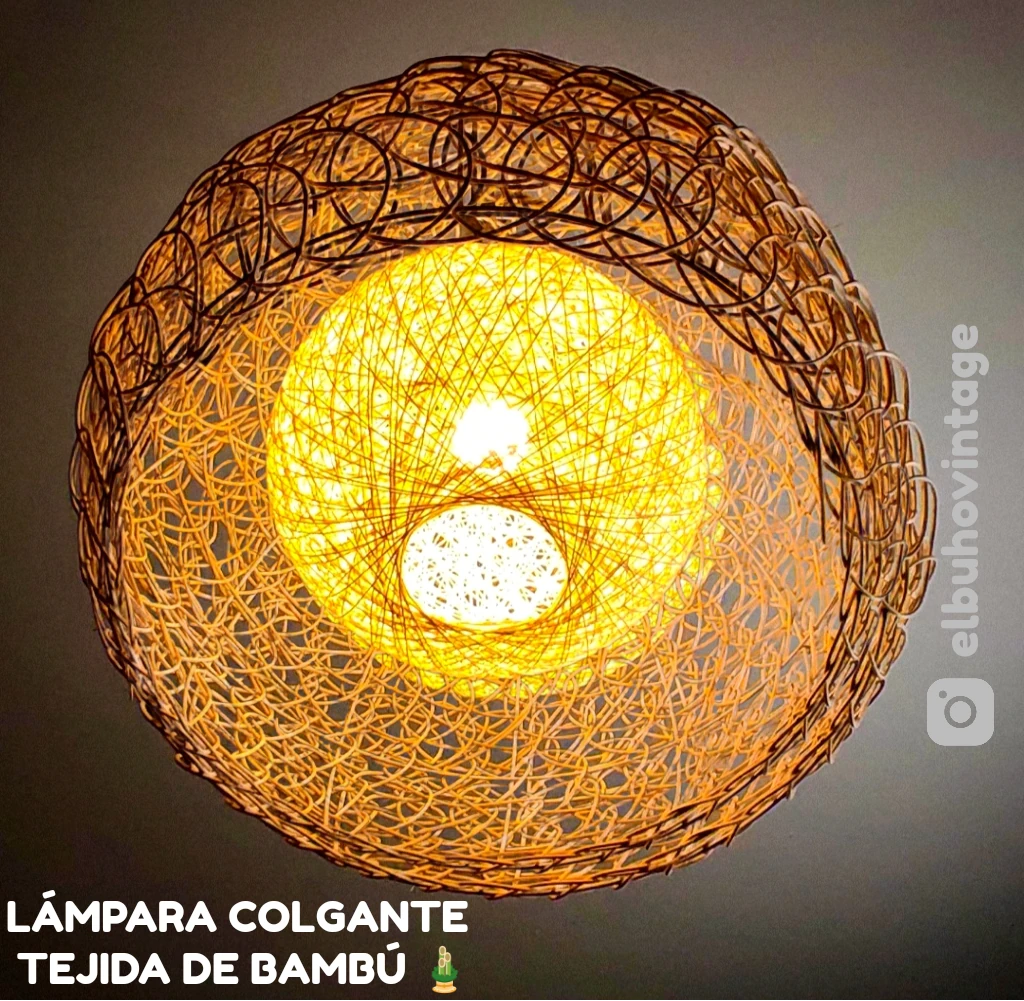 Lámpara Colgante de Tejido de Bambú 🎍🐼 5
