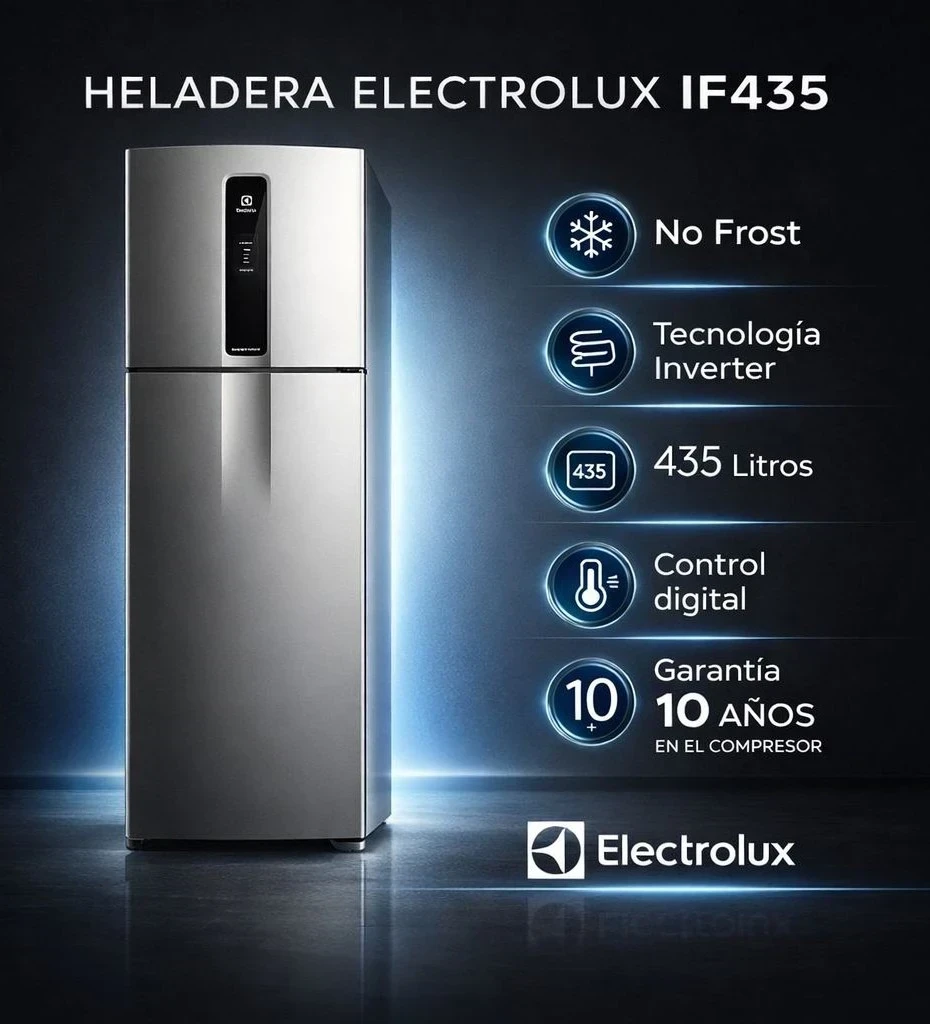 Heladera ELECTROLUX IF43S Top Freezer No Frost Inverter 408Lts Plata 2