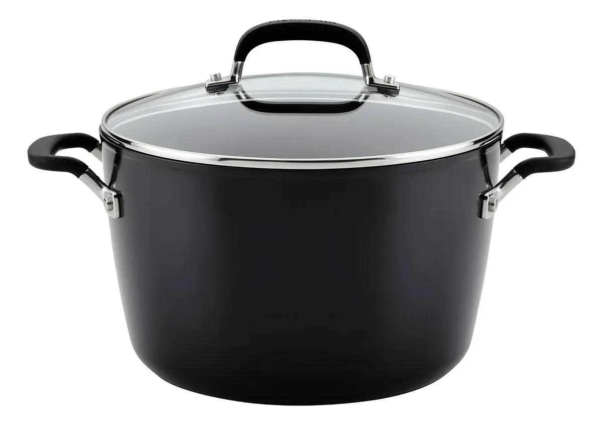 OLLA KITCHENAID C/TAPA DE VIDRIO 7.6LTS NEGRO ANTIIADHERENTE