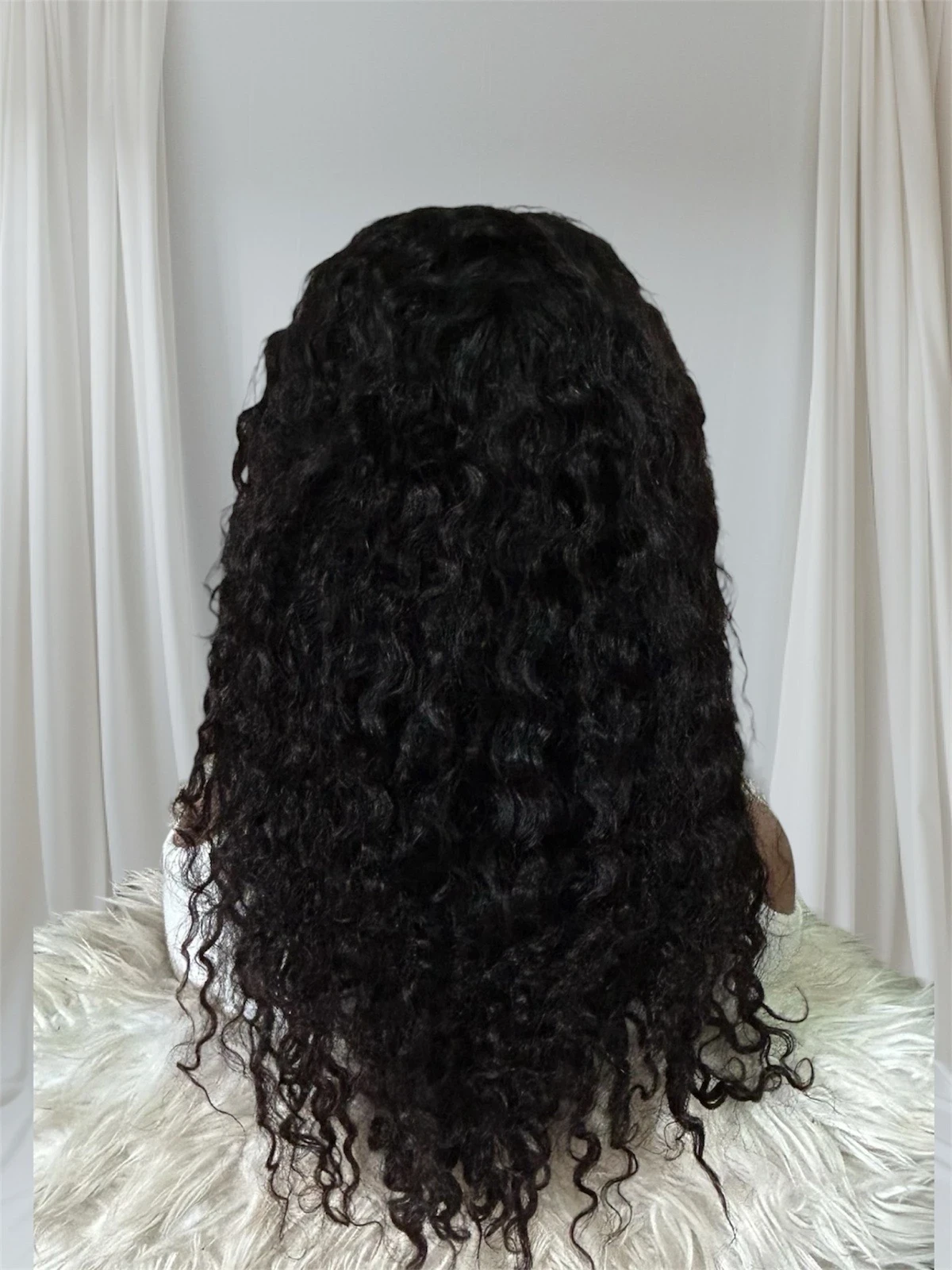Peluca rizada  media cabeza de cabello humano de 22 pulgadas 4