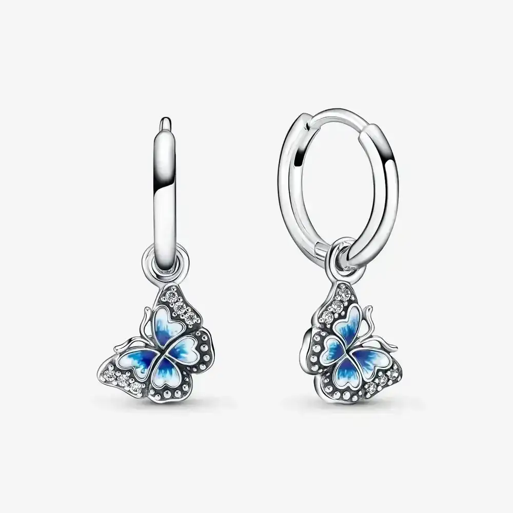 Pendientes Aro Mariposa Azul 