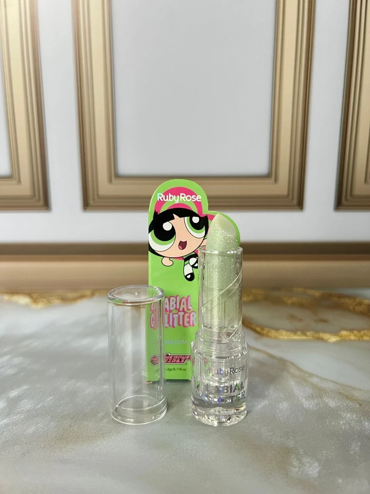  Labial Glitter Verde Superpoderosa Ruby Rose