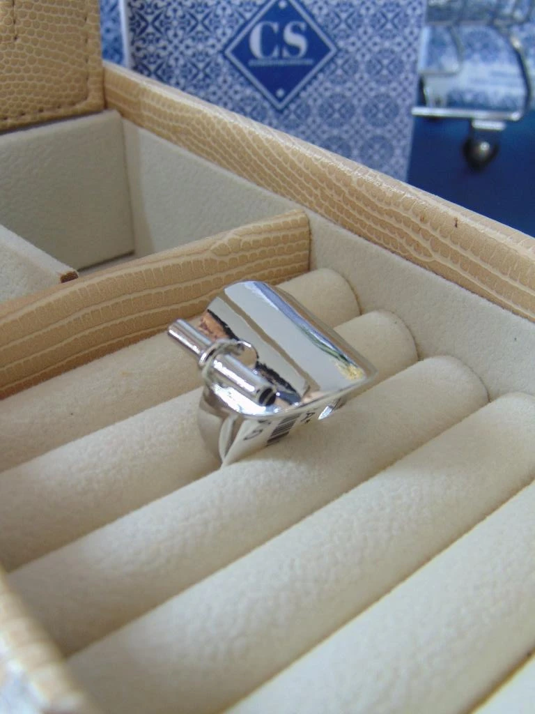 ANILLO ACERO PLATE GRUESO LISO GANCHO 2