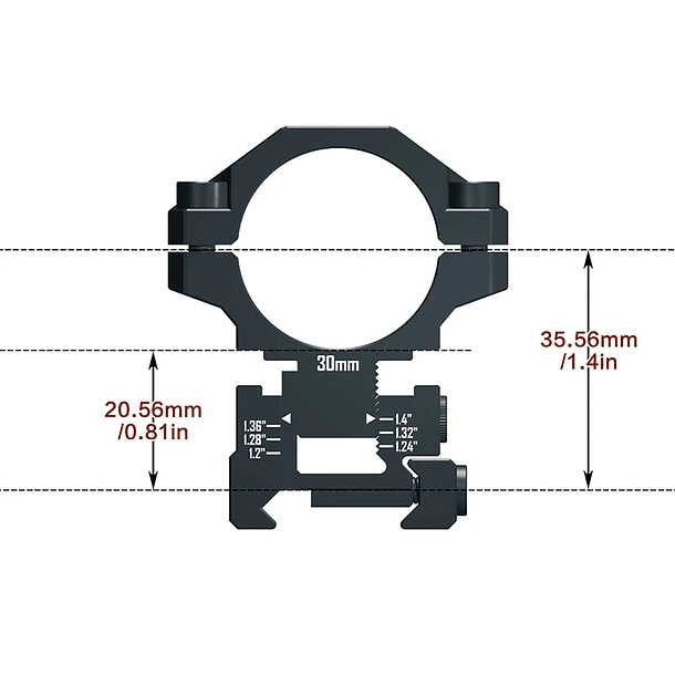 MONTURA DE ALTA PRECISION DE DISCOVEROPT AJUSTABLE PARA PICATINNY DE 22 MM Y TUPO DE 25.4/30 MM 3