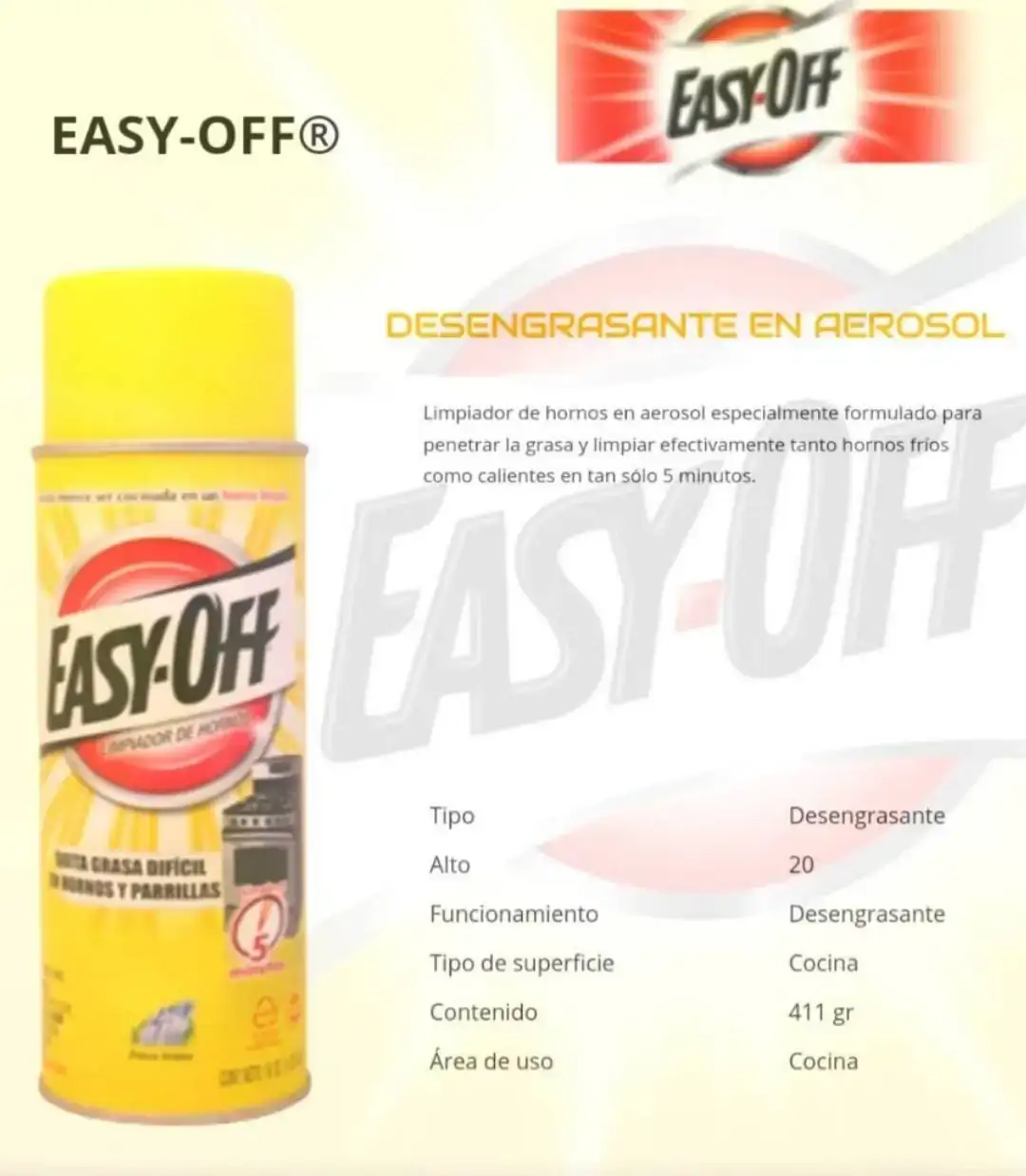 Easy-Off 411g espuma en Aerosol 