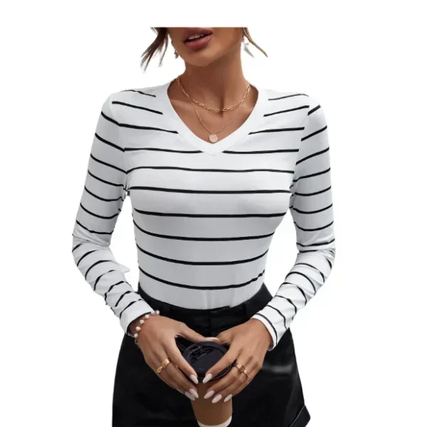 Body con estampado de rayas de cuello V