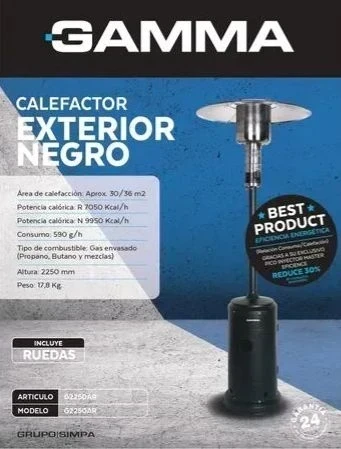 CALEFACTOR DE EXTERIOR HONGUITO GAMMA NEGRO