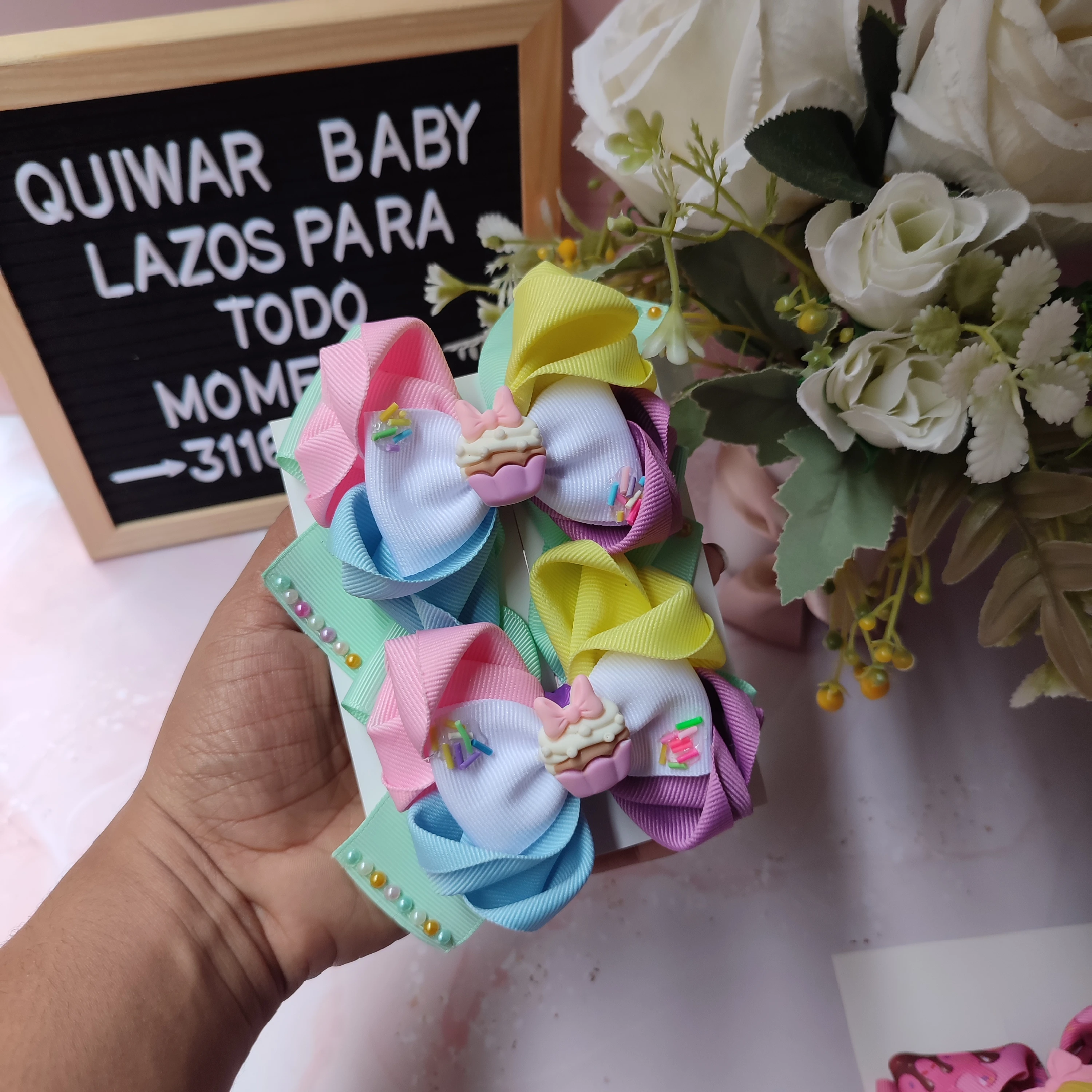 Set Cupcake par rosado, amarillo, azul u morado