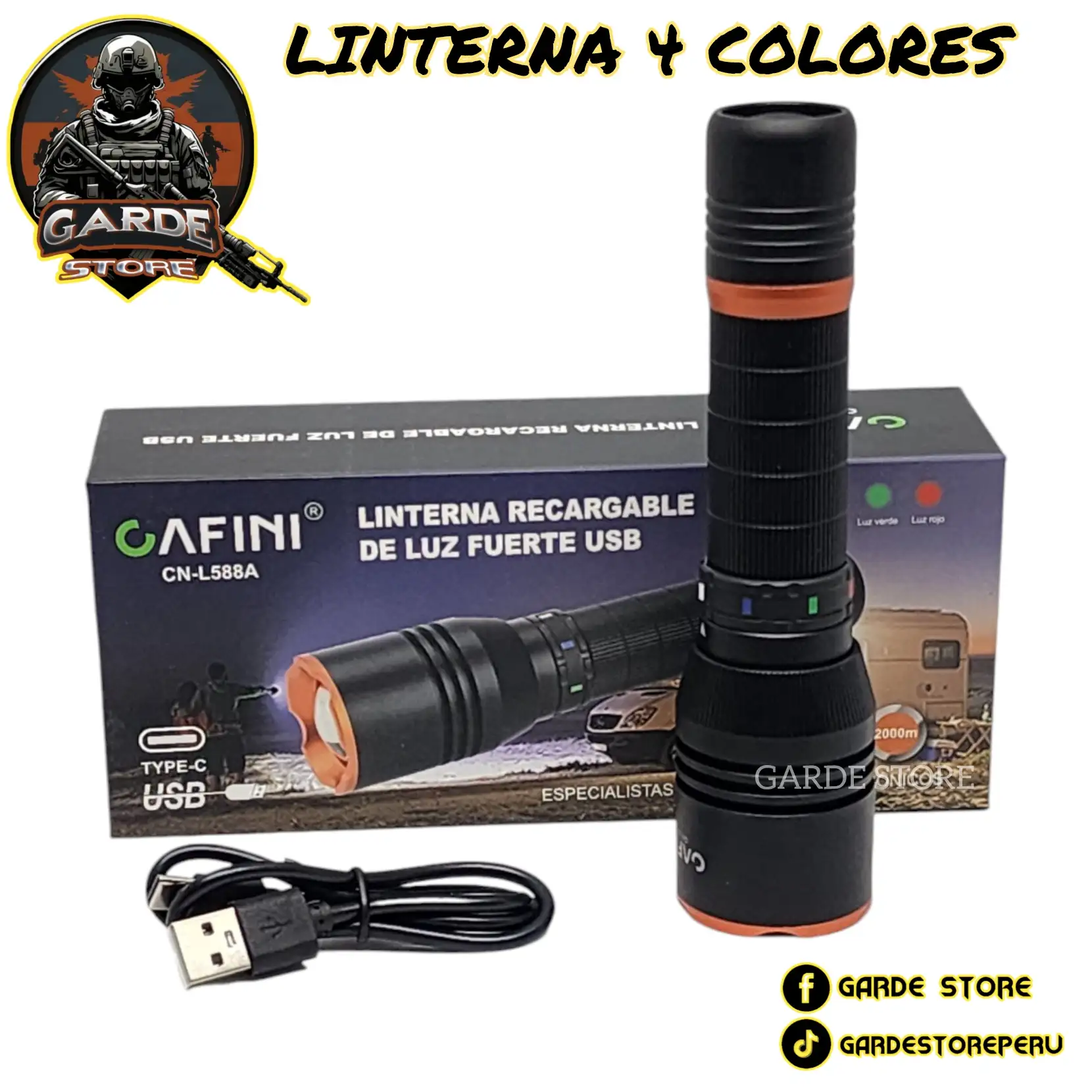 LINTERNA CAZA CAMPING 4 COLORES 