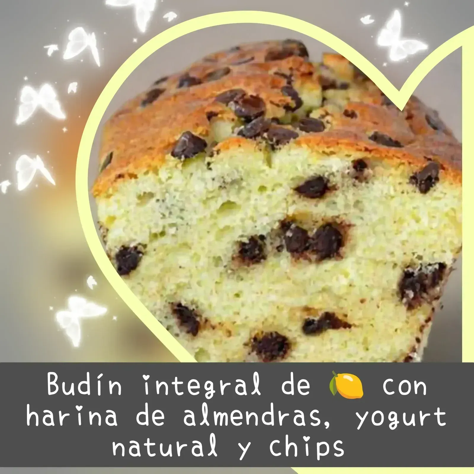 Budin integral de 🍋 con harina de almendras y yogurt natural con chips