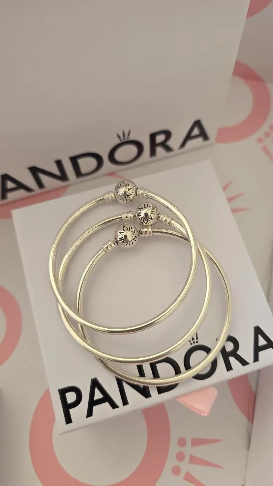 Pandora bangle ball clasp silver moments bracelet  4