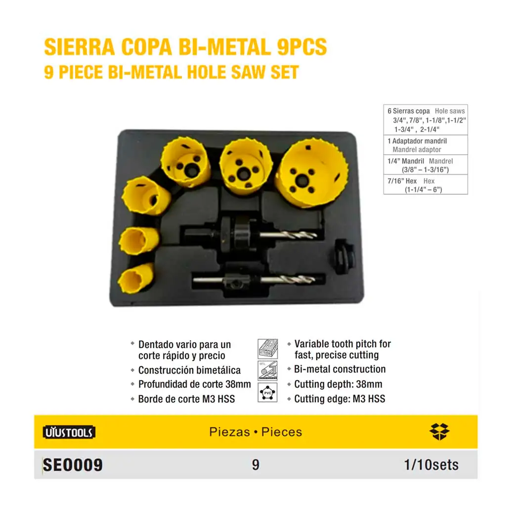 SIERRA COPA UYUST P/METAL 9 PZS