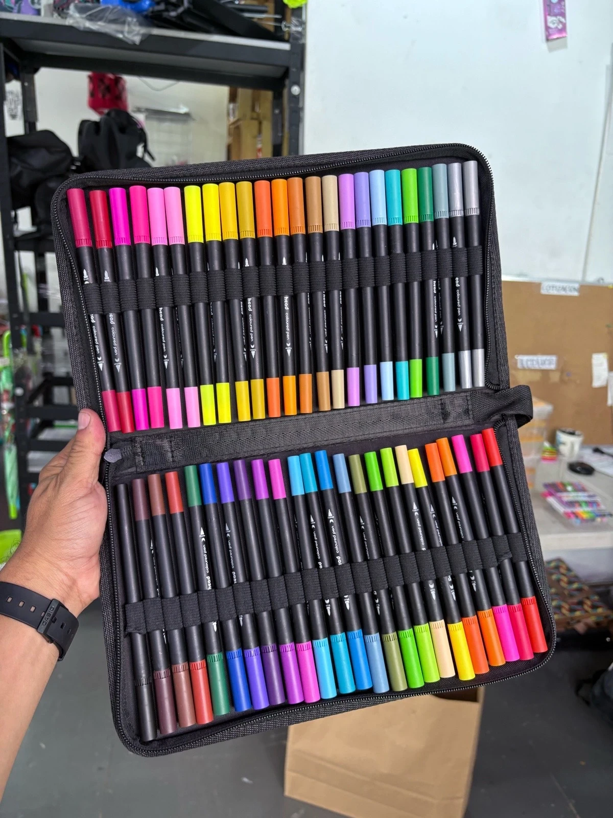 SET PROFESIONAL DE 48 plumones doble  punta con estuche  2
