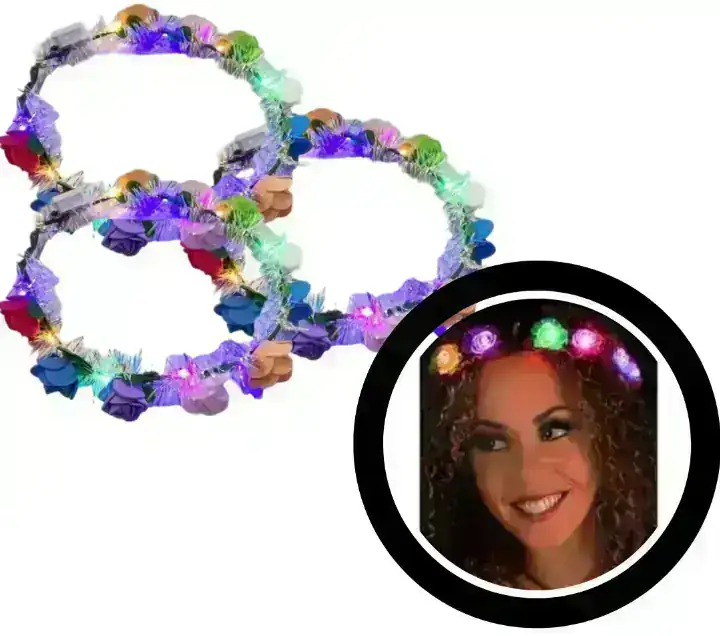 Corona de flores con luces led