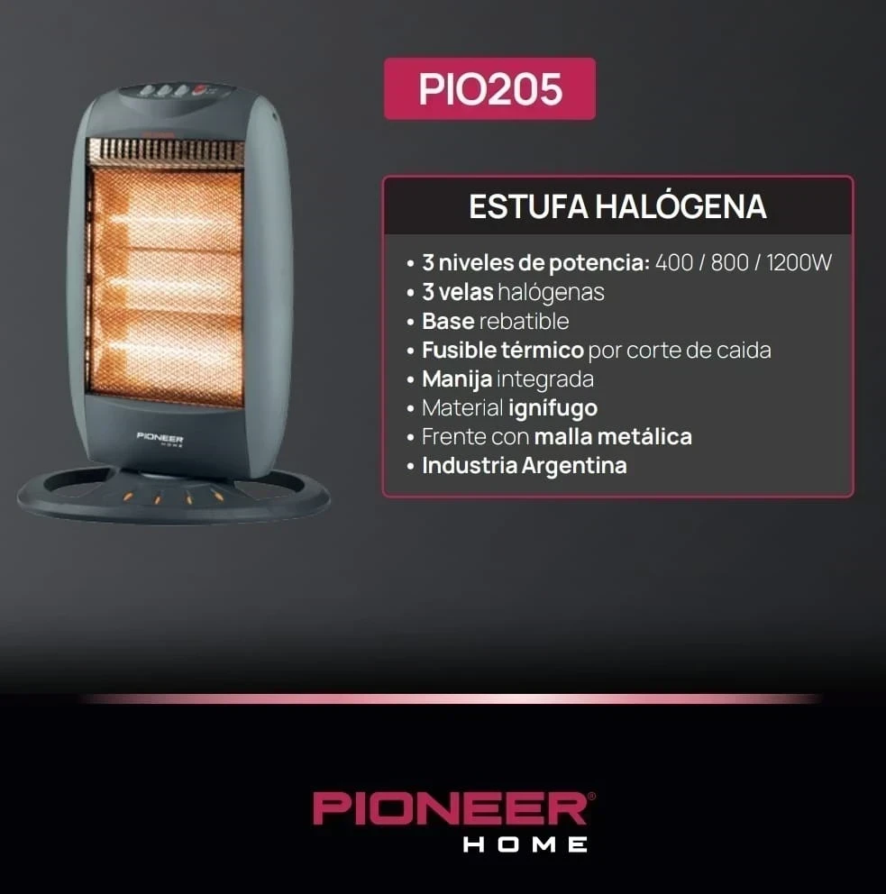 ESTUFA PIONEER Halogena 3 Velas