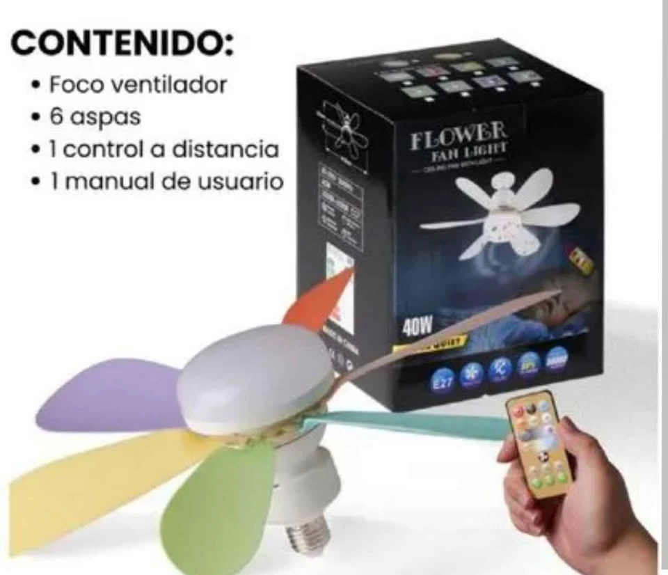 FOCO VENTILADOR CON 6 ASPAS + CONTROL REMOTO 2