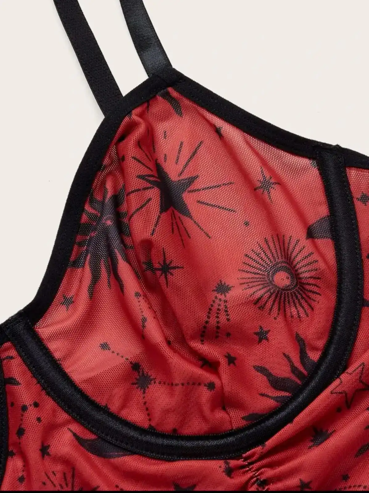 Conjunto Lenceria semitransparente rojo S 4