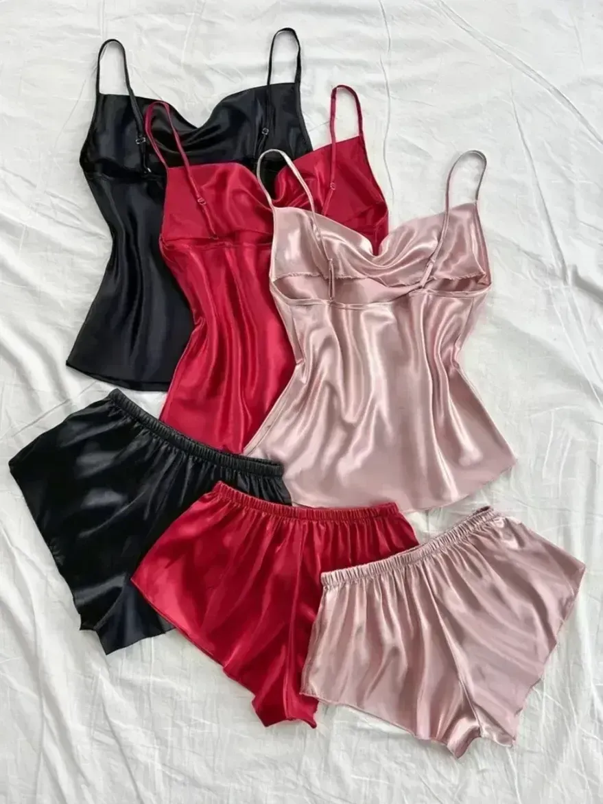 Pijama satén mini short 2