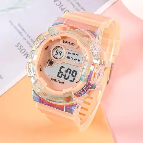 Reloj Deportivo Digital Redondo Tornasol Salmon