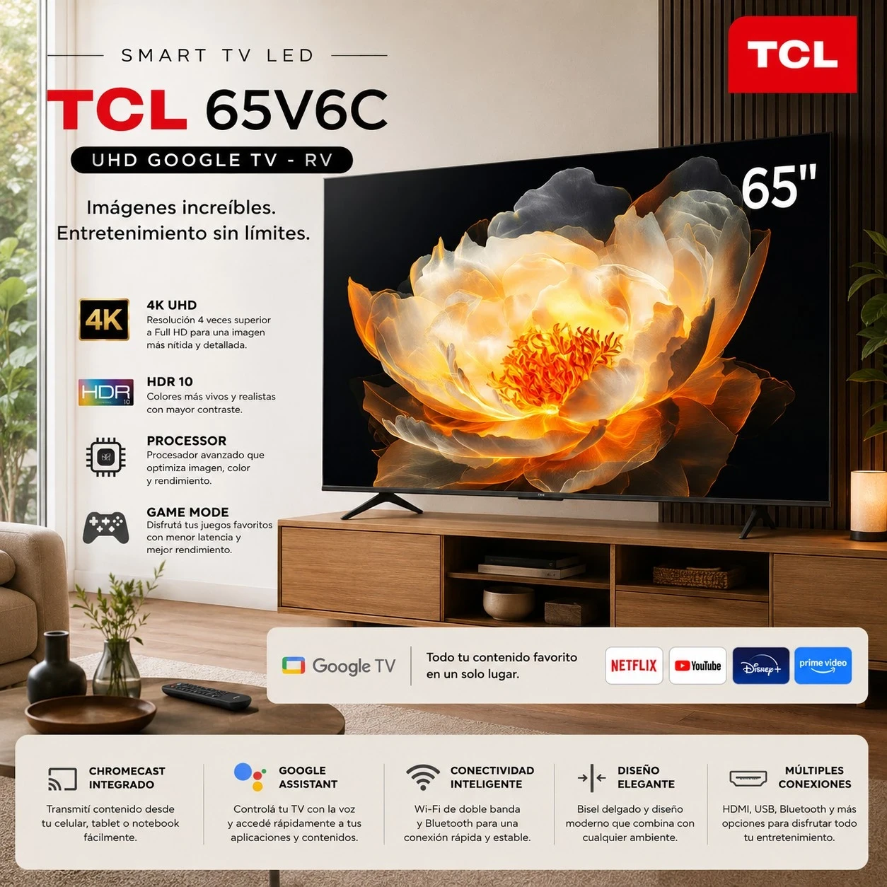 SMART TV  TCL 65V6C 4K GOOGLE TV ‼️SOLO POR PEDIDOS ‼️ 