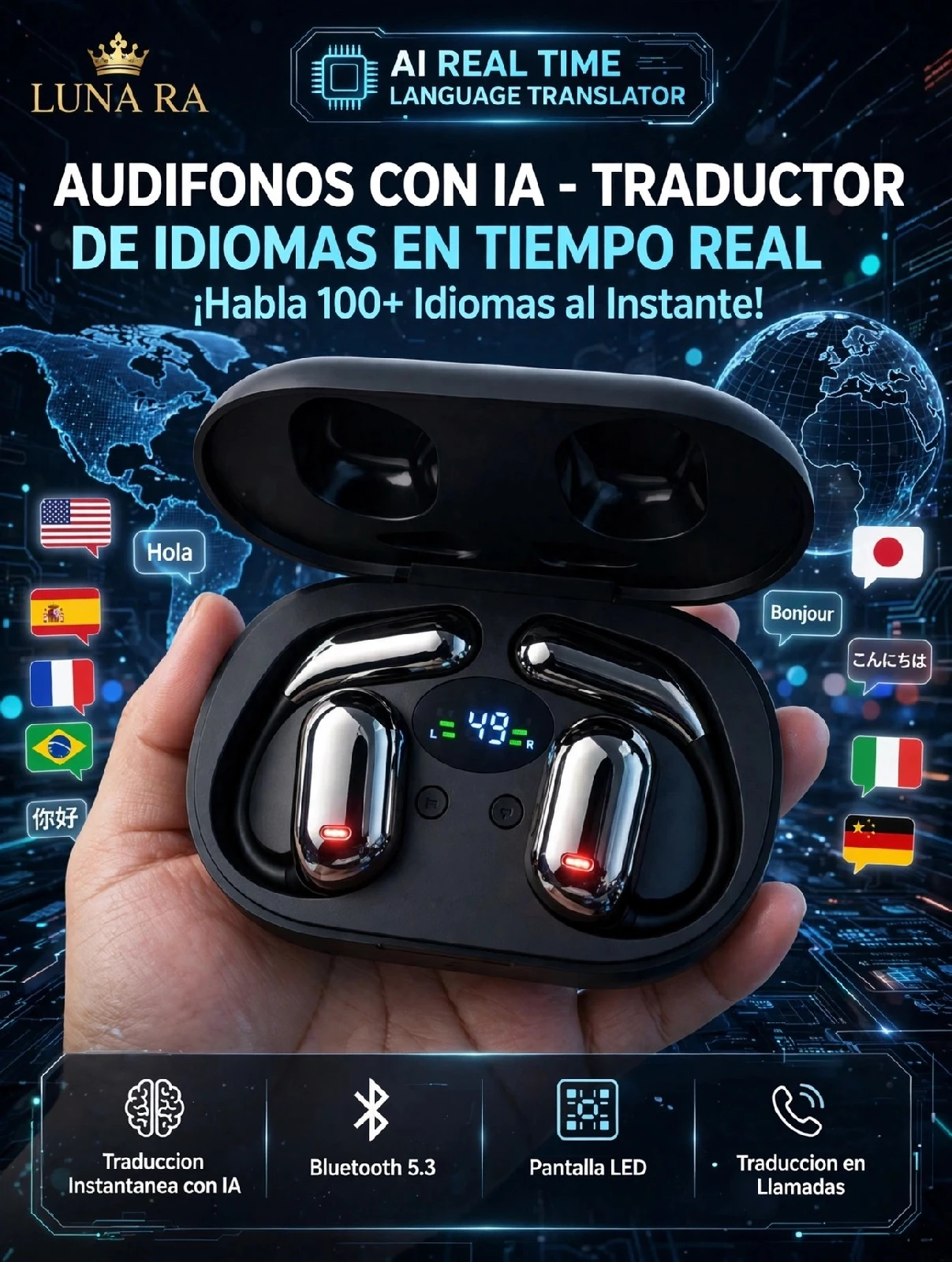 AUDÍFONOS TRADUCTOR DE IDIOMAS 