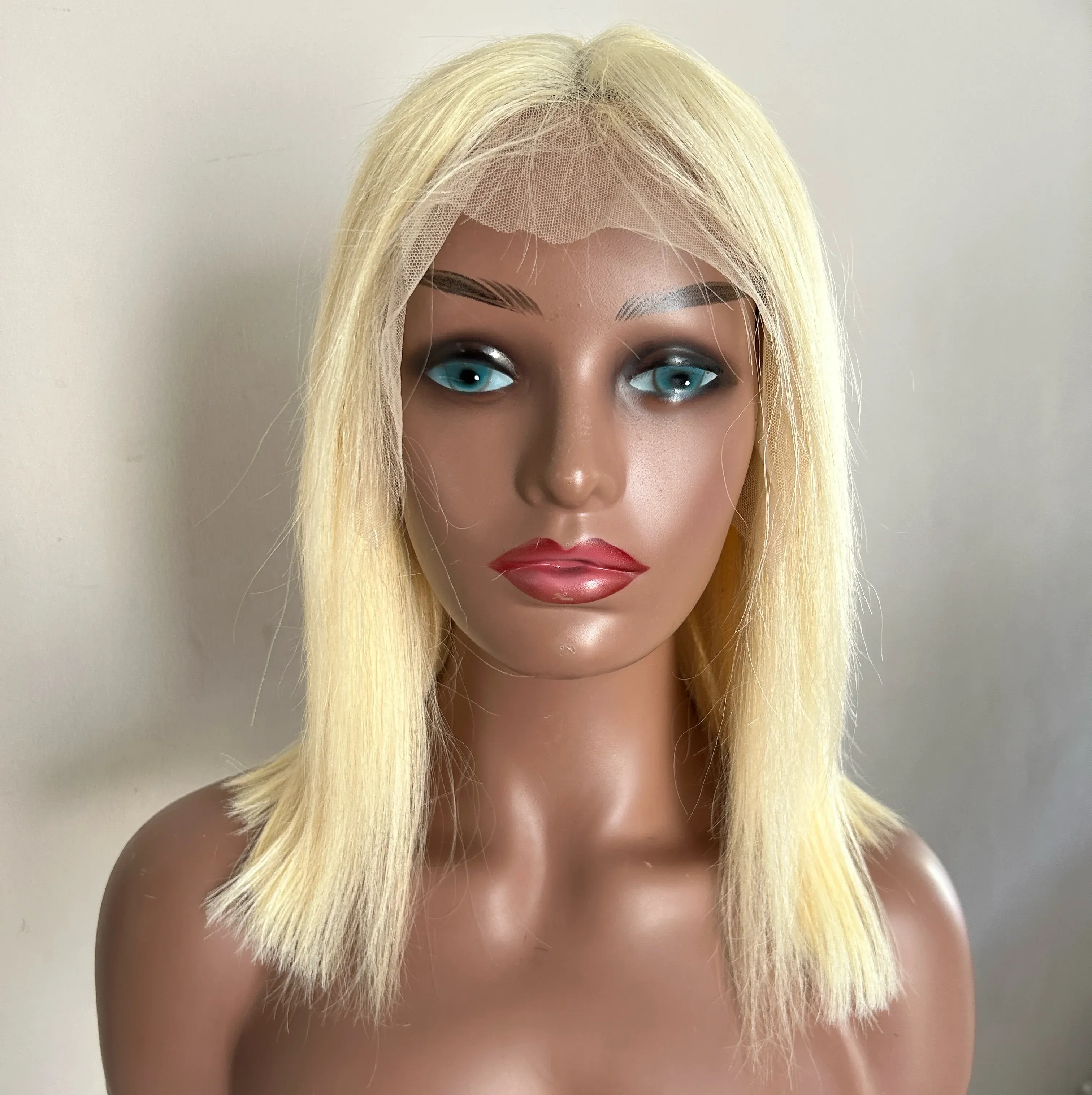 Peluca Rubia estilo Bob de 14pulgadas  encaje frontal HD de 13 x6 2