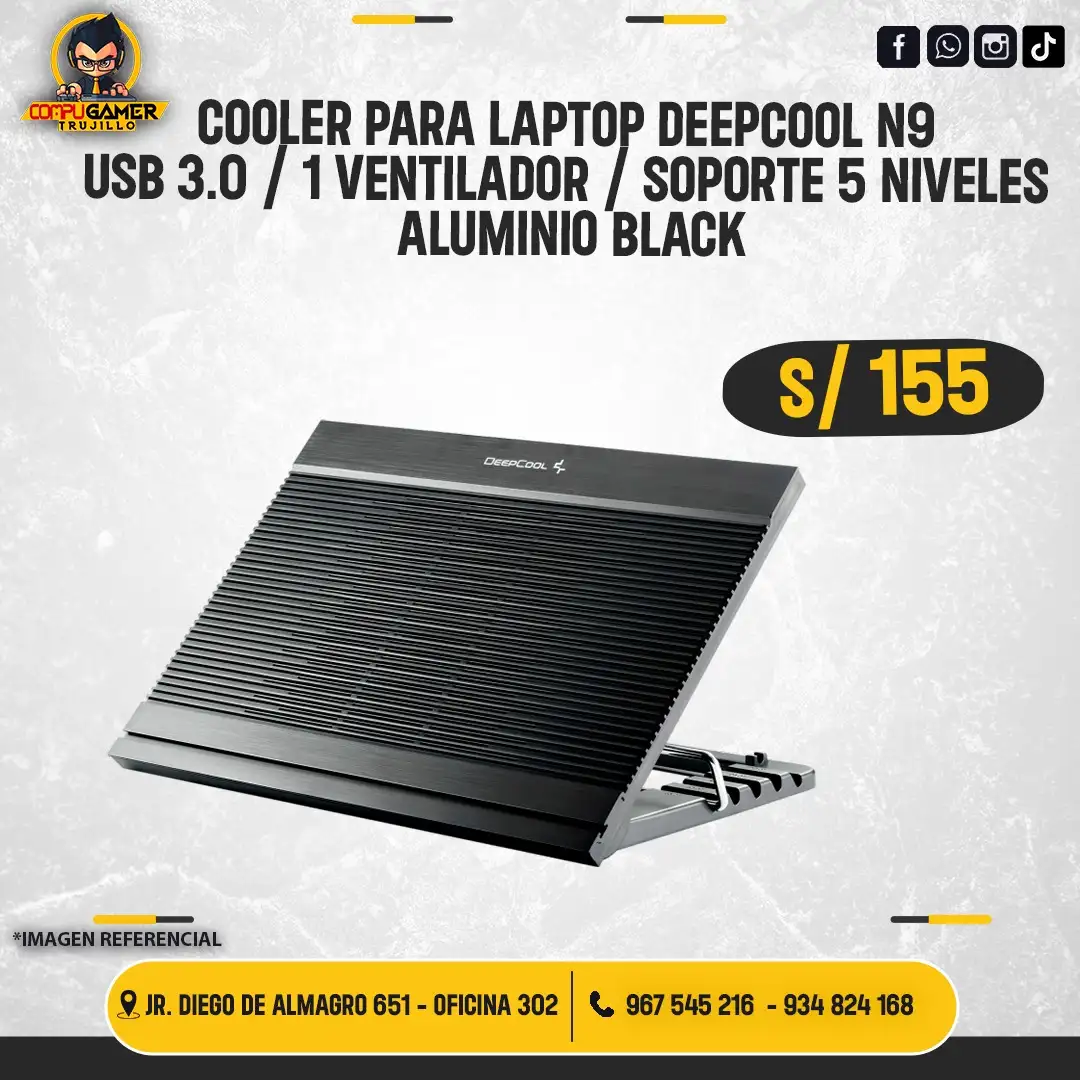 COOLER DEEPCOOL N9 ALUMINIO SILVER PARA LAPTOP