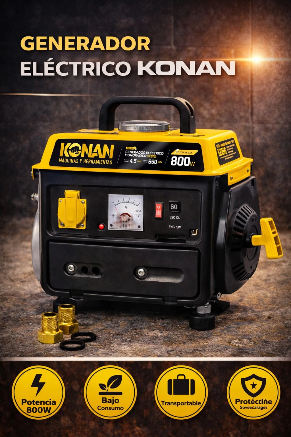 GENERADOR ELÉCTRICO KONAN KGE800 3600RPM