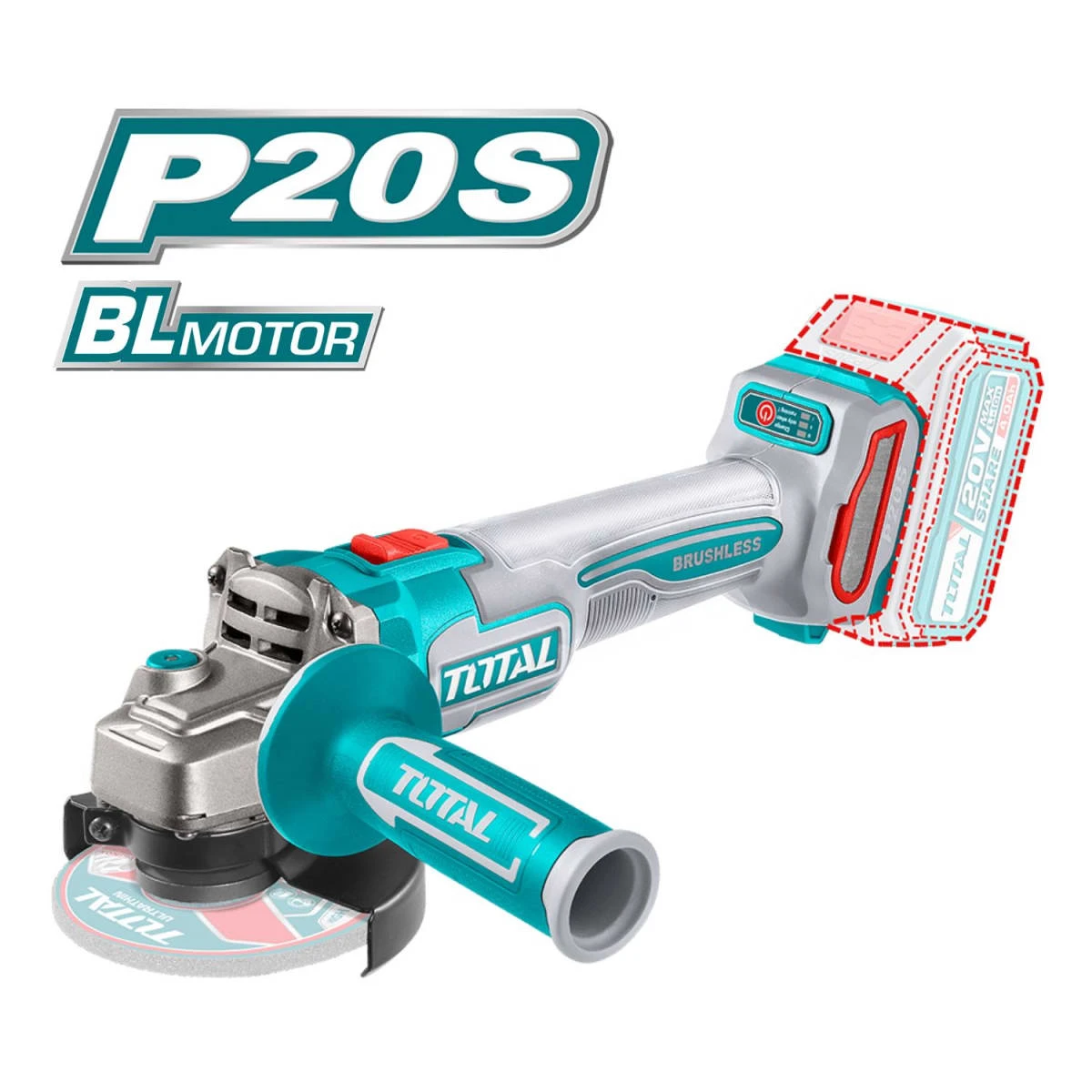 TAGLI21154-TIDLI20668 Amoladora angular 4 ½" inalámbrica total + taladro percutor 66nm con bateria y cargador 5