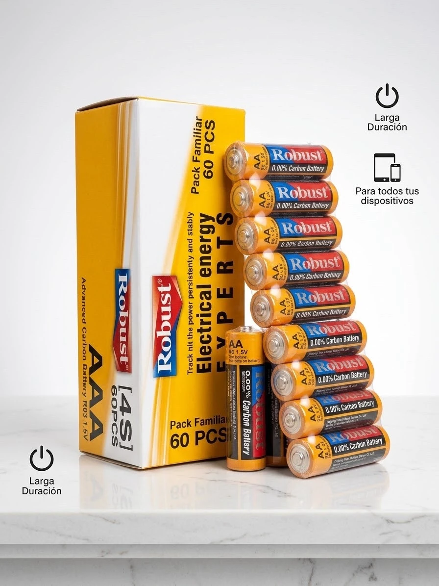 CAJA DE 15 PAQUETES DE 4 PILAS AAA (60 en total)