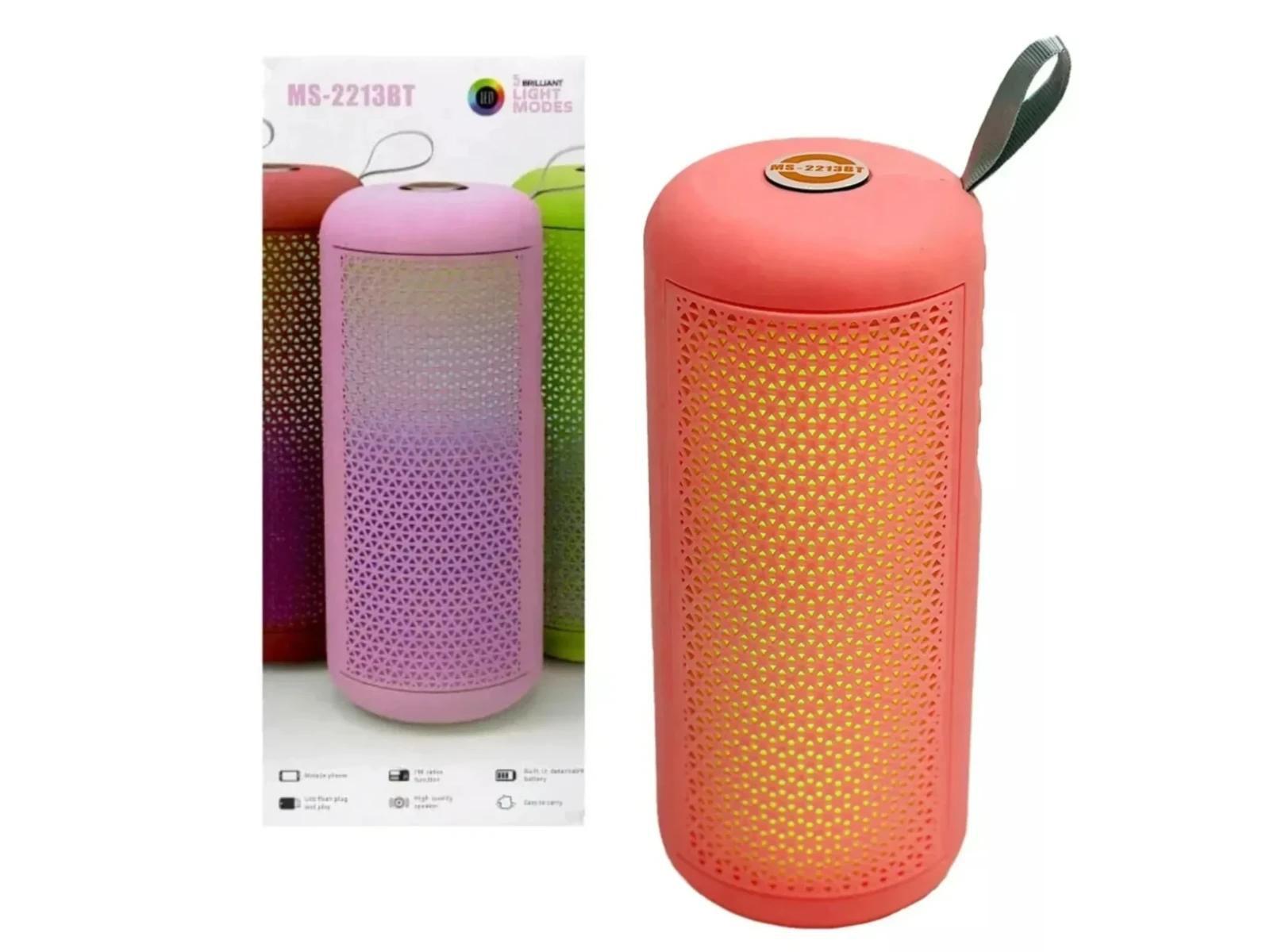 Parlante Bluetooth Con Luces Rgb Recargable Portable Radio 