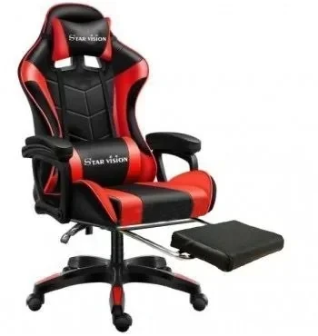 Silla Gamer STAR VISION Negro/Rojo SIN LUZ